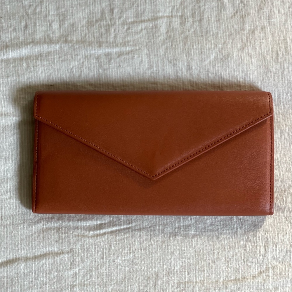 Envelope-Style Leather Wallet in Cognac